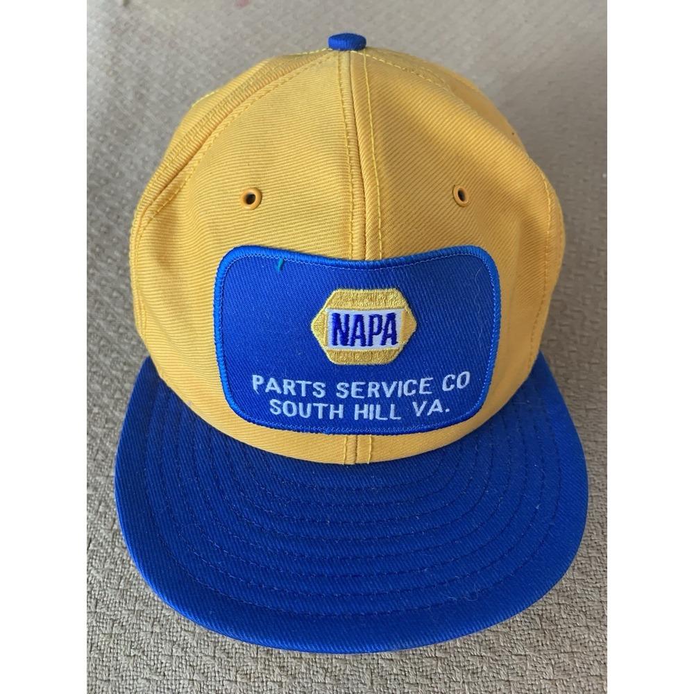 Vintage Napa Yellow Blue Trucker Hat Snap‎ Back Retro 90s